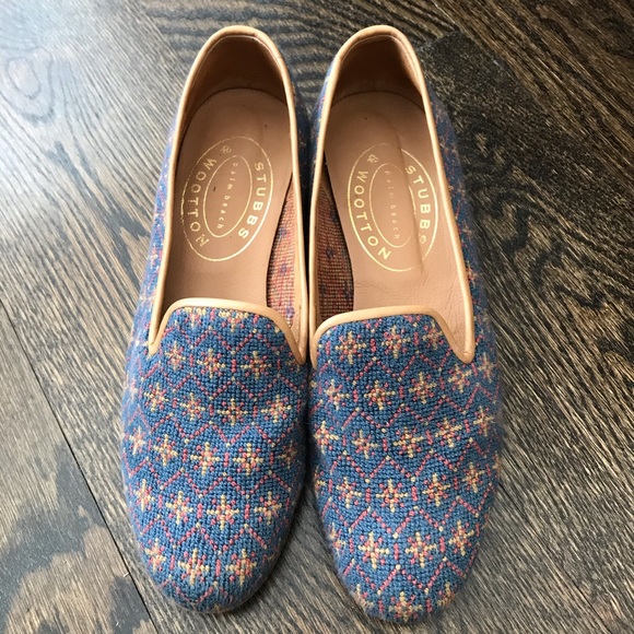 Stubbs & Wootton Shoes - Stubbs & Wootton Blue Patterned Loafers Flats